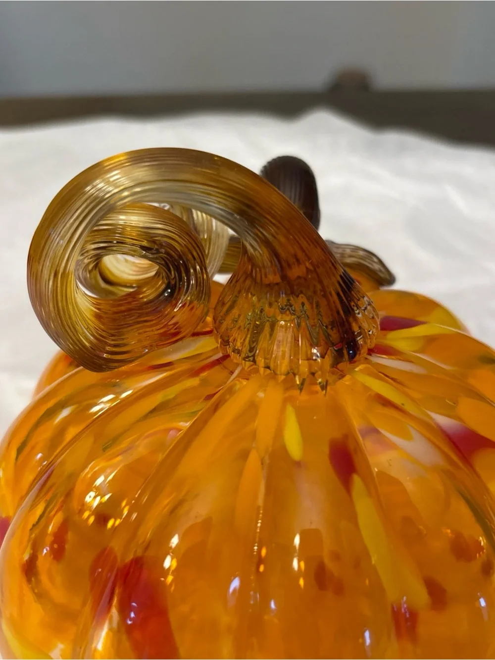 Hand-Blown Art Glass Small Pumpkin Orange Mini 5”